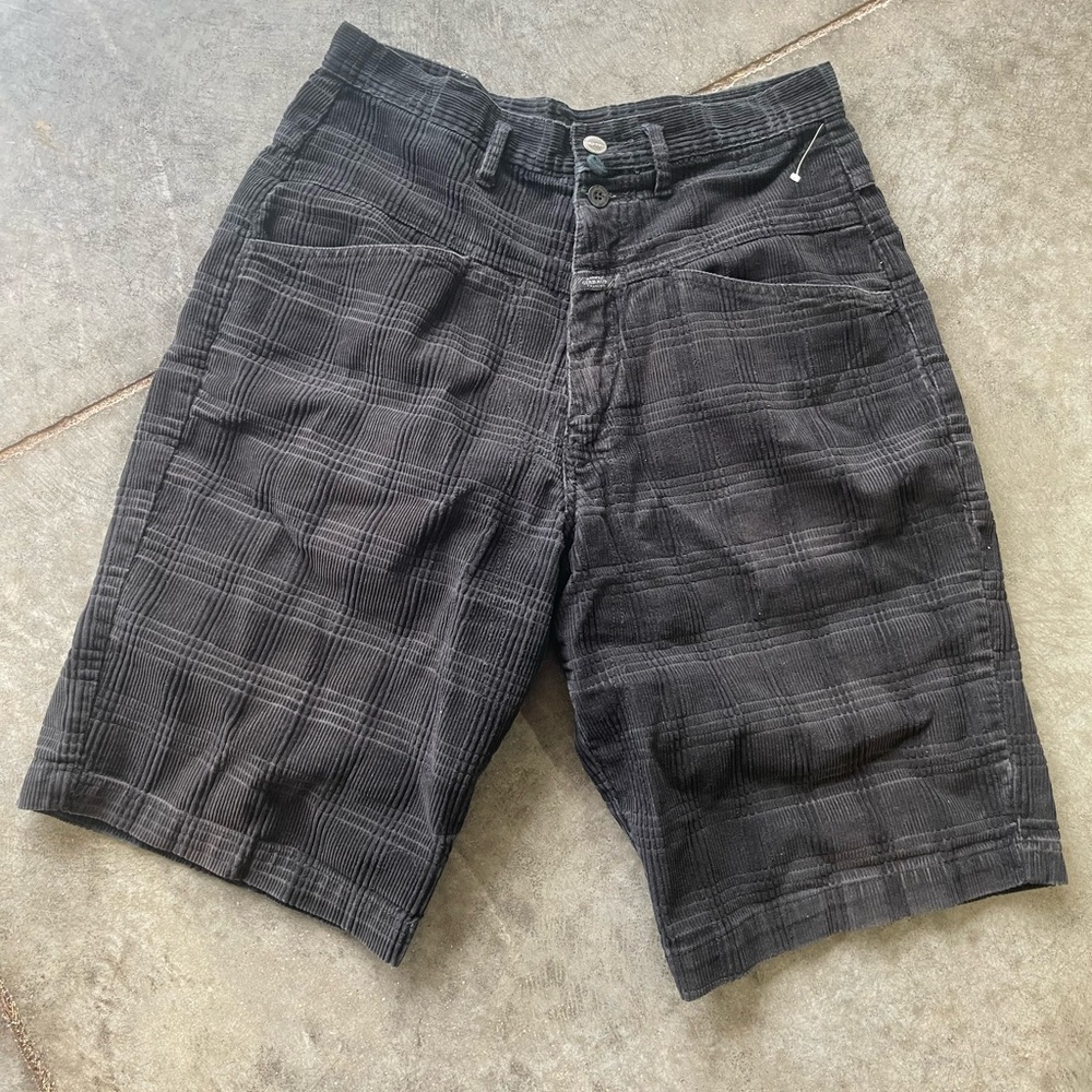 Vintage Marithe Francois Girbaud Corduroy Short Men 29” Baggy Black Plaid Y2K